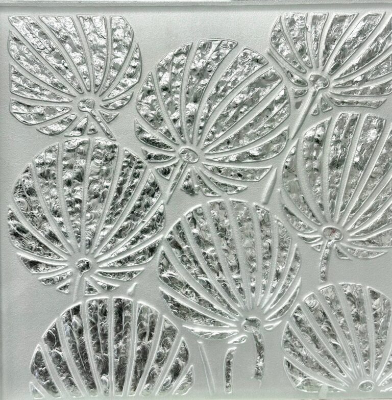 GD Glass Design Motif Fleur Verre Buriné Éclaté
